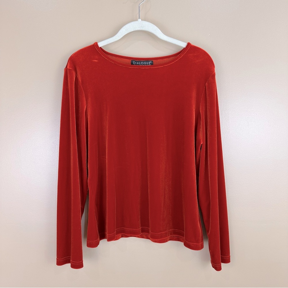 Dialogue Velour Burnt Orange Long Sleeve Top Shirt 14 Fall Moody Whimsigoth